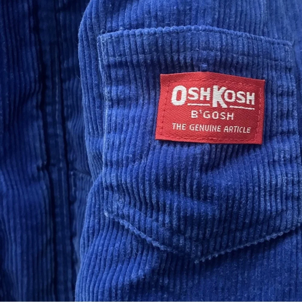 Vintage OshKosh Blue Corduroy Hooded Jacket Sherpa Lined Toddler 3T Cozy
